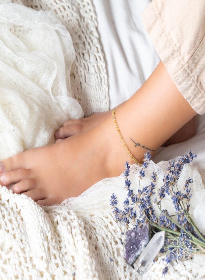 Conscious Items The Abundance Anklet, Citrine Crystal Ankle Bracelets for Women, Golden Crystal Jewelry for Joy, Wealth and Abundance, Natural Beaded Anklet for Chakra & Energy Alignment - Image 3